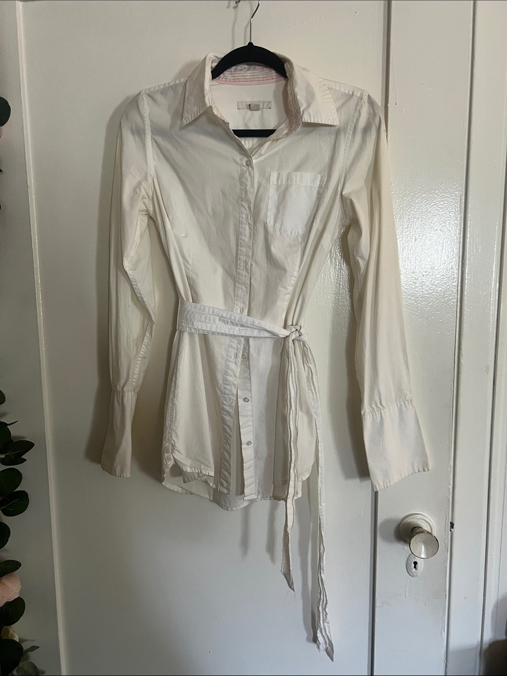 Long White Button-Up Waist Tie Shirt/ Mini Shirt Dress